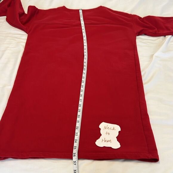 Carol Little sport szL red LS sweatshirt dress pockets buttons at bottom EUC - Picture 13 of 14
